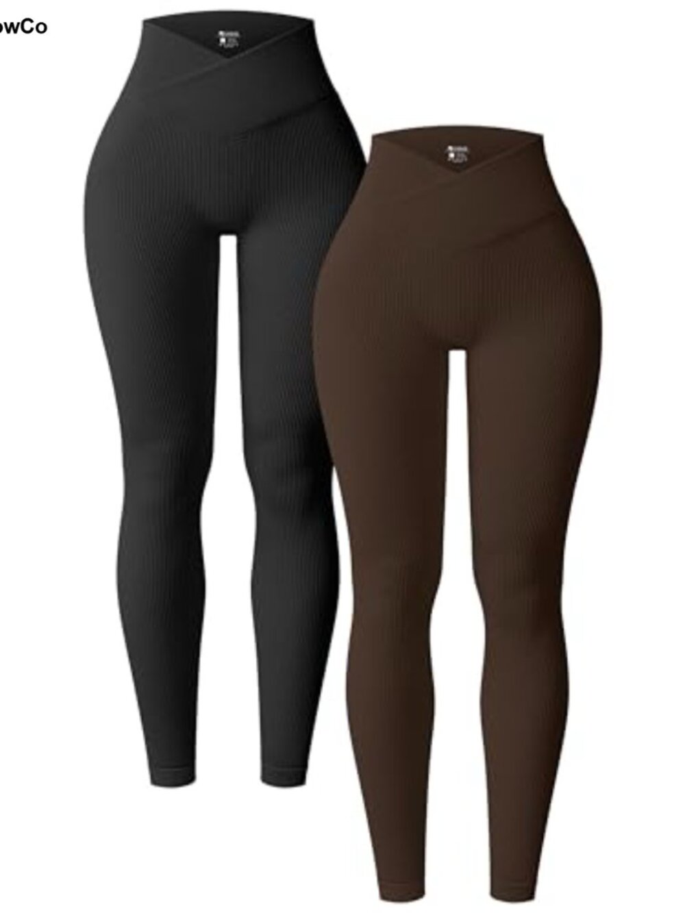 2 Pack Ribbed High Waist Yoga Leggings Butt Lift Gym Pants